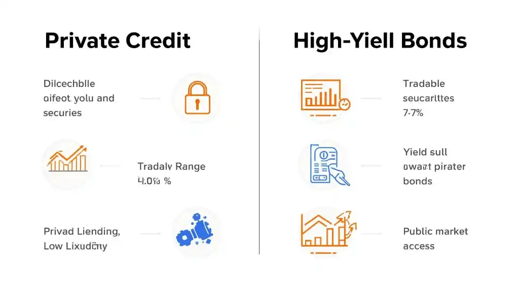 Private Credit vs High Yield Bonds comparison chart for 2025 income strategy