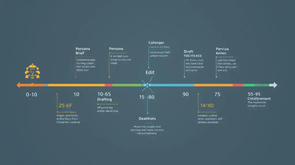 “A 90-minute production timeline for a ChatGPT-assisted blog post from brief to publish.”