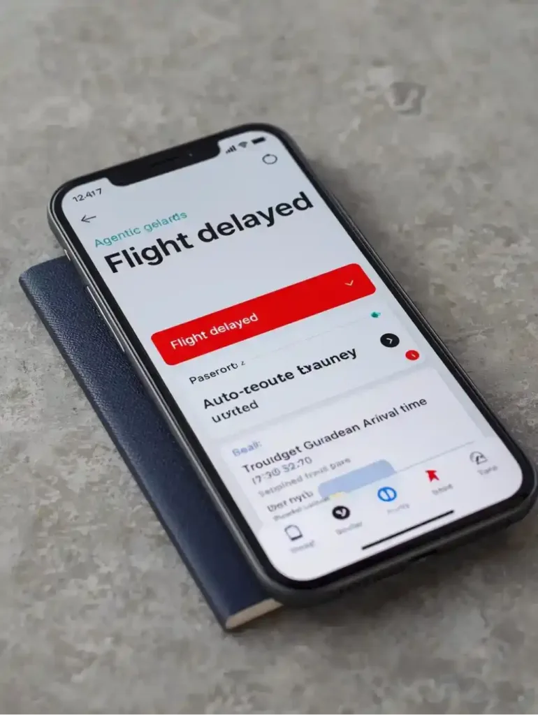 Agentic travel itinerary auto-rerouting after a flight delay