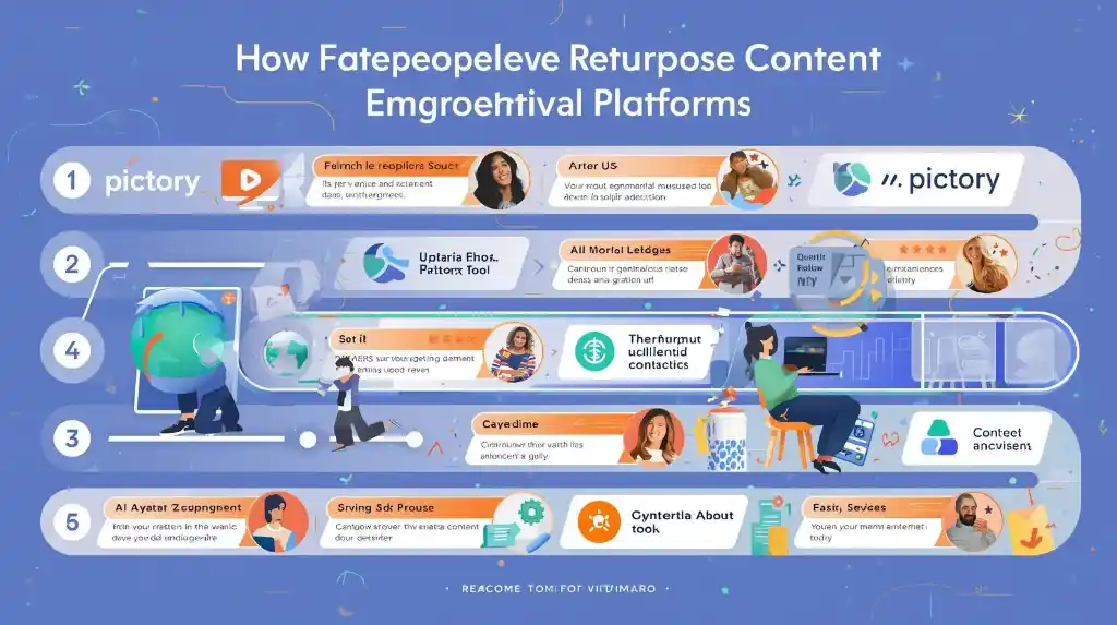 Diagram showing how a blog post becomes tweets, videos, and carousels using AI.