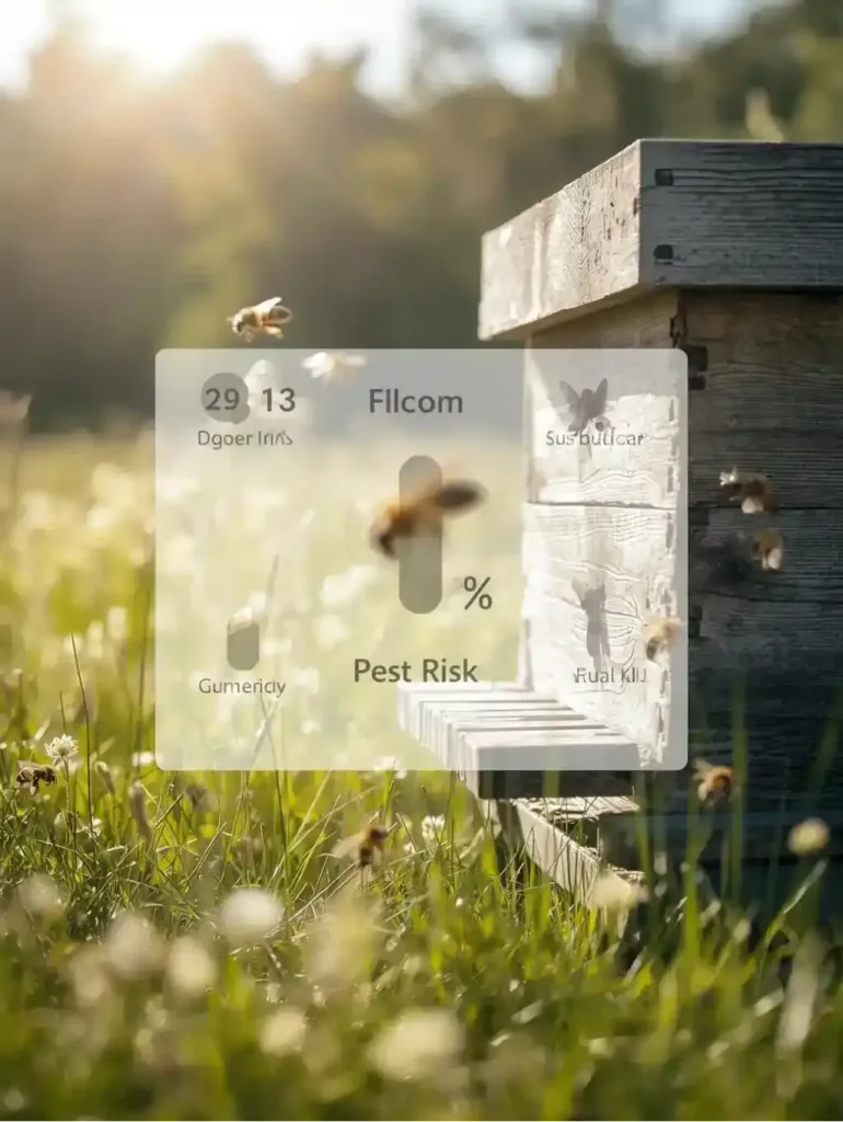 Smart hive monitoring app detecting humidity shifts and pest risks