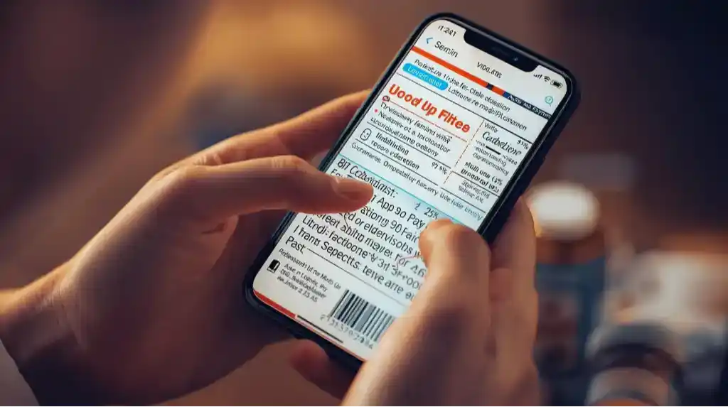 Seeing AI OCR app narrating a medicine label for a low-vision user