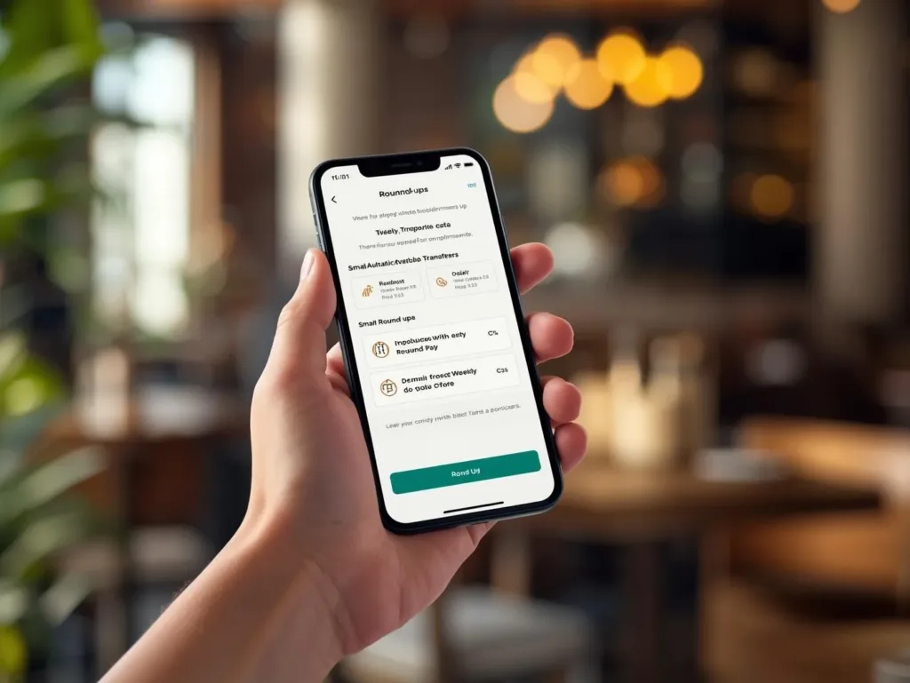micro-investing and round-ups on a smartphone to build habits