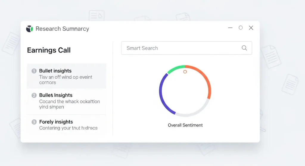 AI research tool summarizing earnings calls and surfacing key investor signals