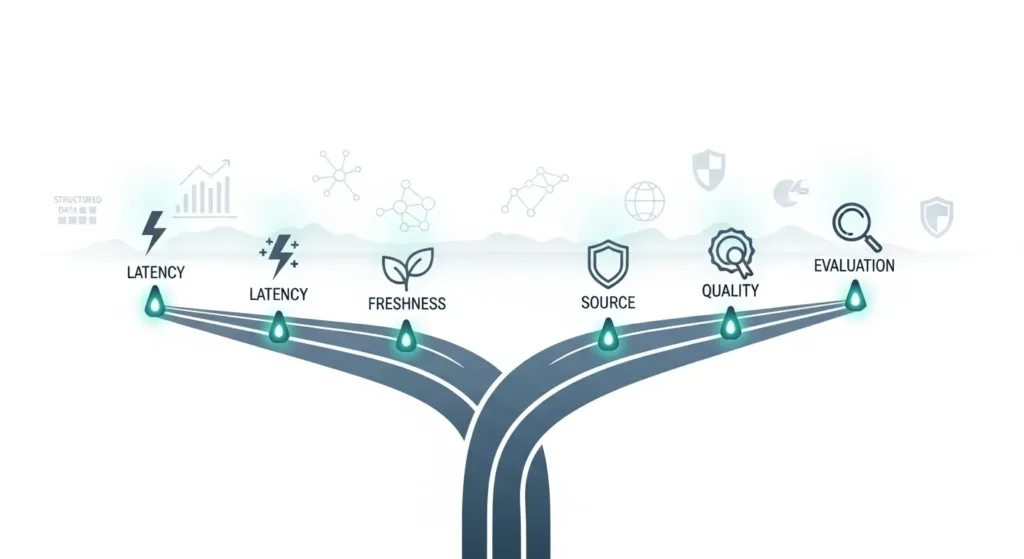 “Abstract roadmap showing RAG challenges and future directions with symbolic icons.”