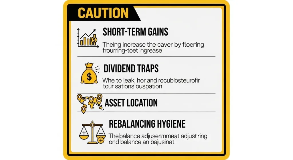“Caution card highlighting edge cases that can erode tax efficiency.”