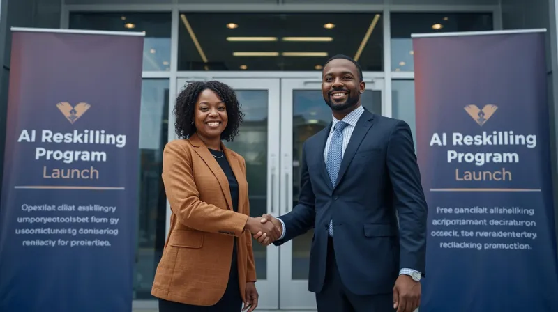 Government and corporate collaboration to support AI workforce transitions.